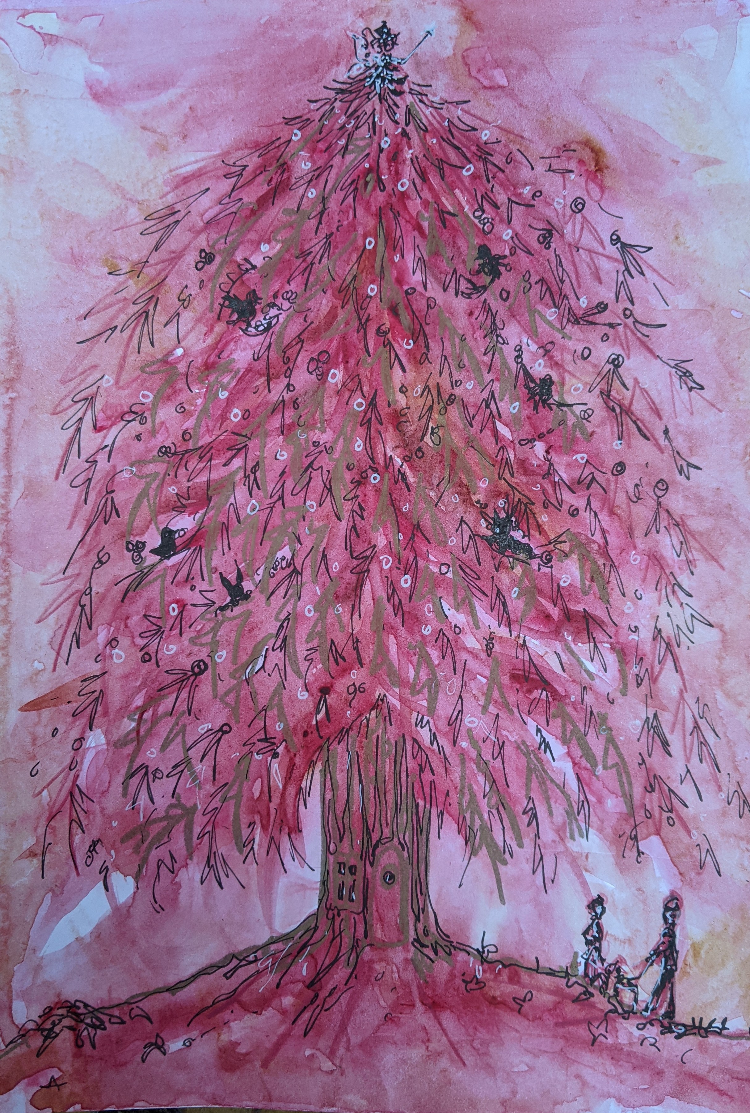 Christmas tree watercolour