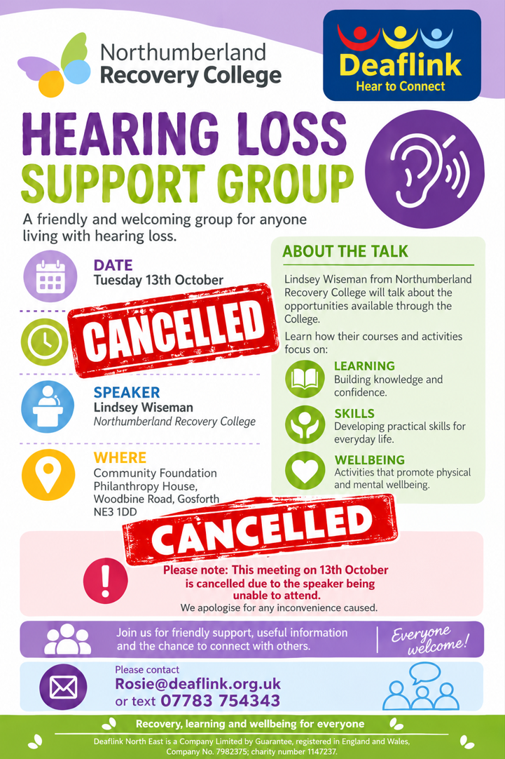 CANCELLED Hearing Loss Support Group 
